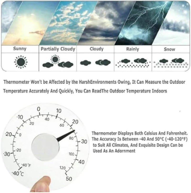 Acrylic Stainless Steel Indoor Outdoor Window Thermometer For Home Office - Image 2